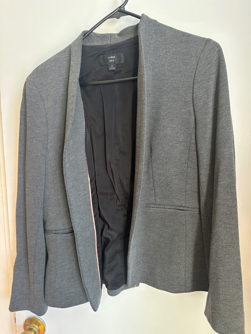 J. Crew Gray Open-Front Blazer with Black Lining